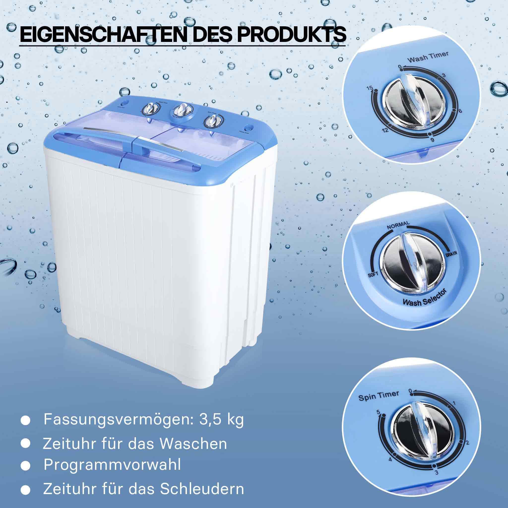 Mini-lave-linge portable de 2 à 3 kg avec panier pour sèche-linge