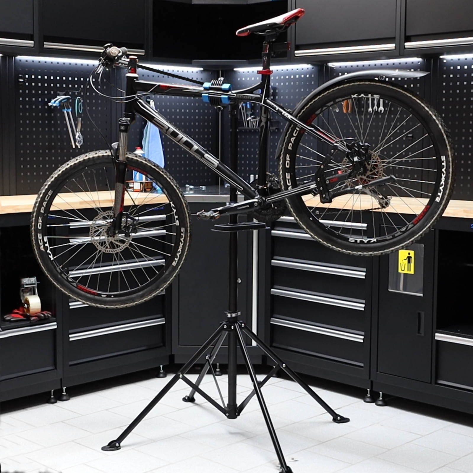 Pied d'atelier vélo Pliable 30-50 kg réglable en Hauteur raccord Rapide  Guidon Pied réparation VTT pivotable 360° vélo électrique Sac de Transport