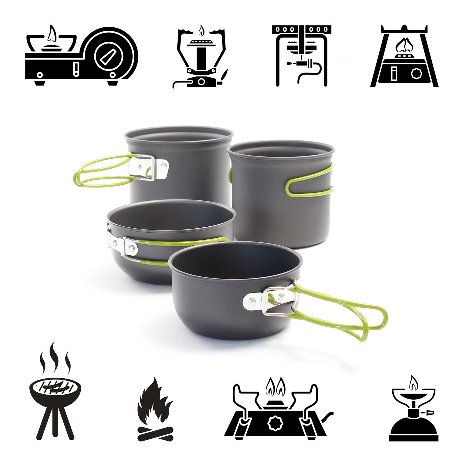 Toboli Set de vaisselle Camping 16 pièces Équipement de cuisine