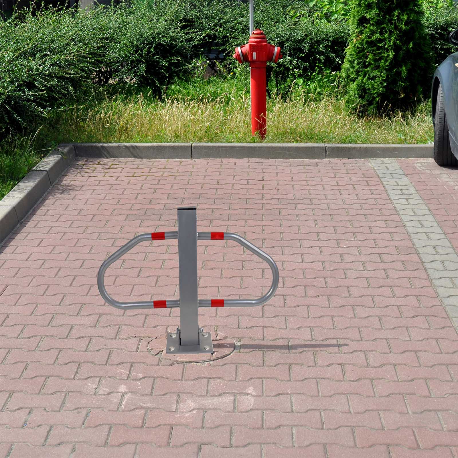 Poteau de parking rabattable et amovible avec manchon de sol - 70x70mm -  rouge/blanc