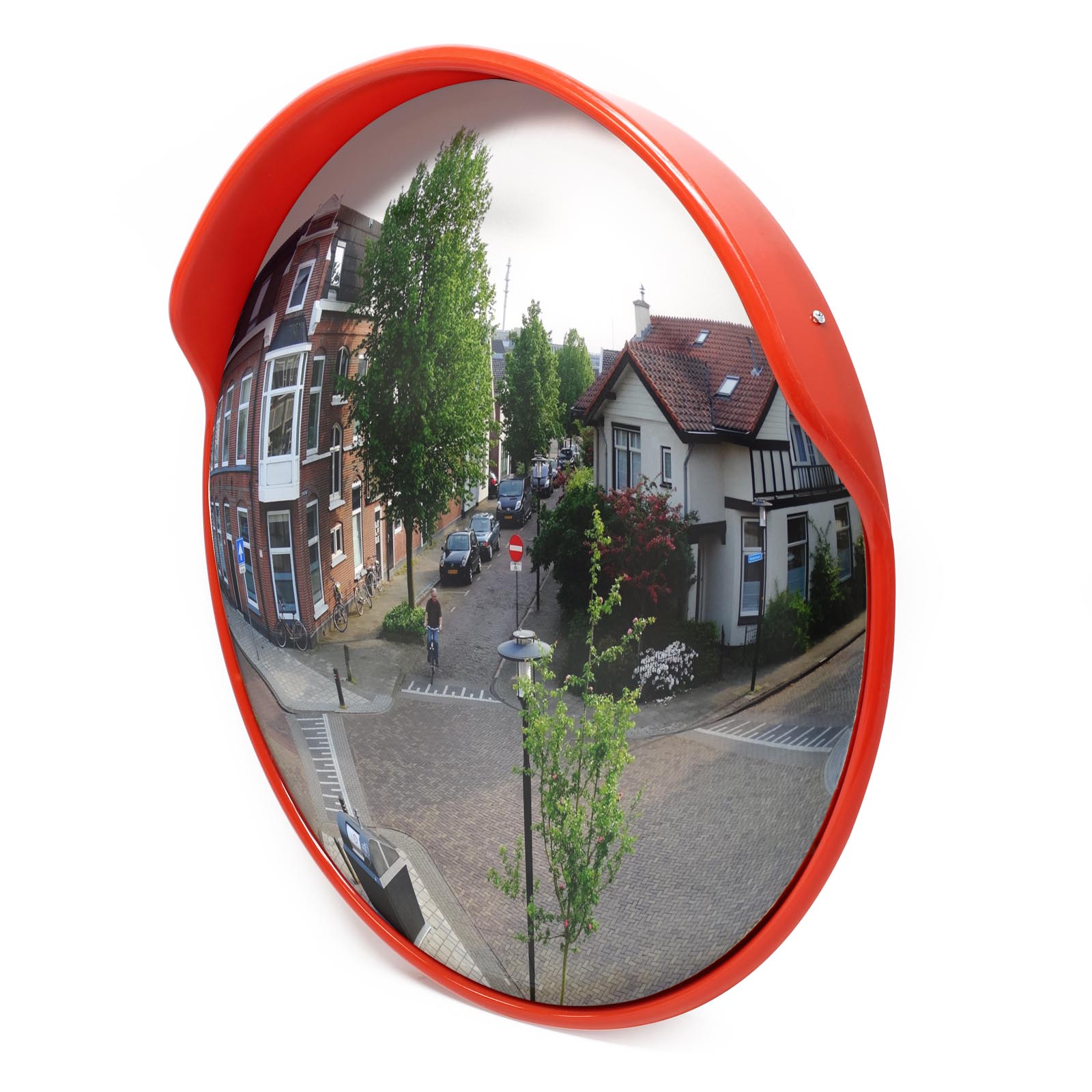 Specchio stradale parabolico infrangibile con cupolino in plastica diametro 60  cm. compreso di staffa per palo mod. SPECCHIO60. - Wegher