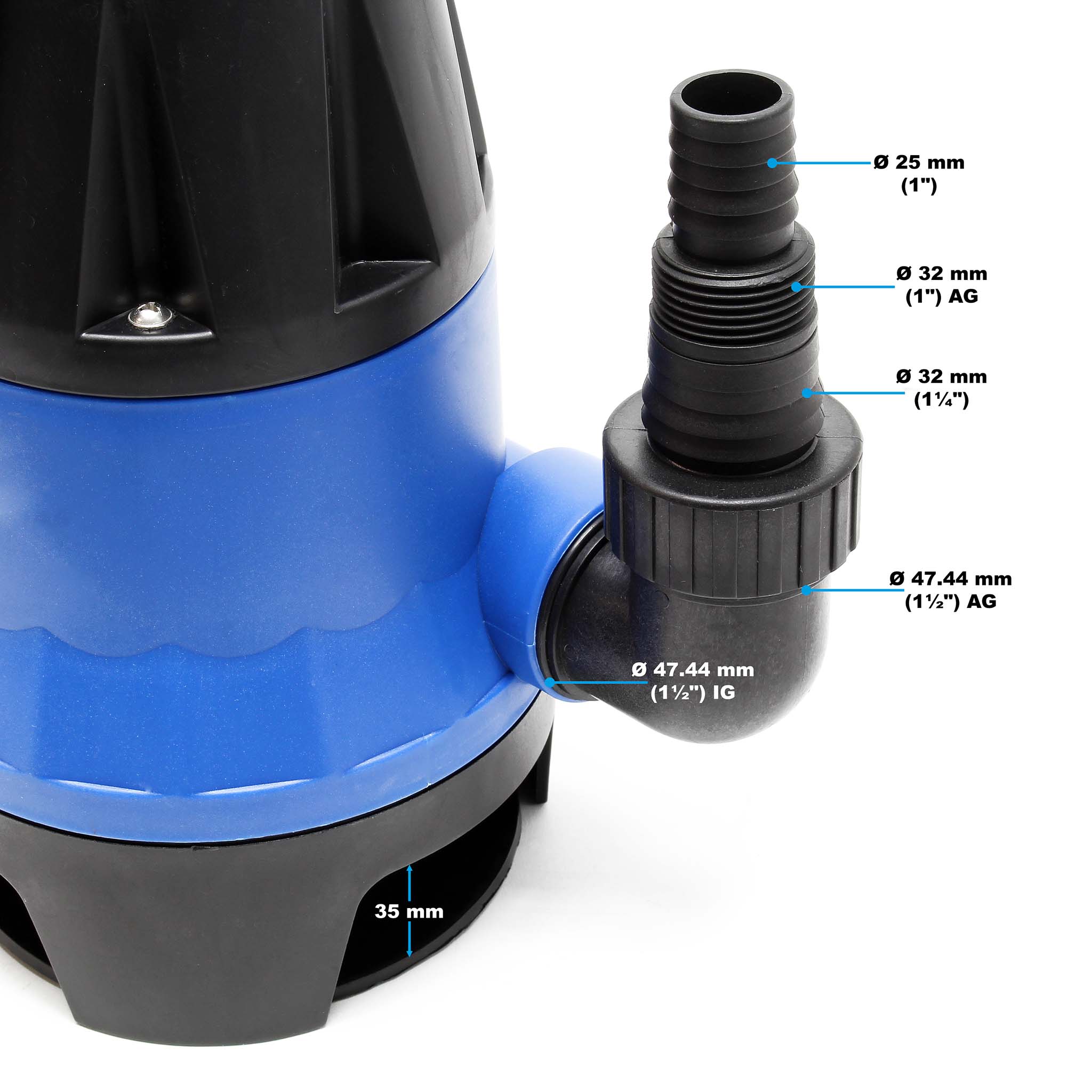WilTec Pompe Eaux usées de 12500l/h 750W Hauteur de refoulement 8,5m  Particules jusqu'à Ø5mm Pompe Drainage : : Bricolage
