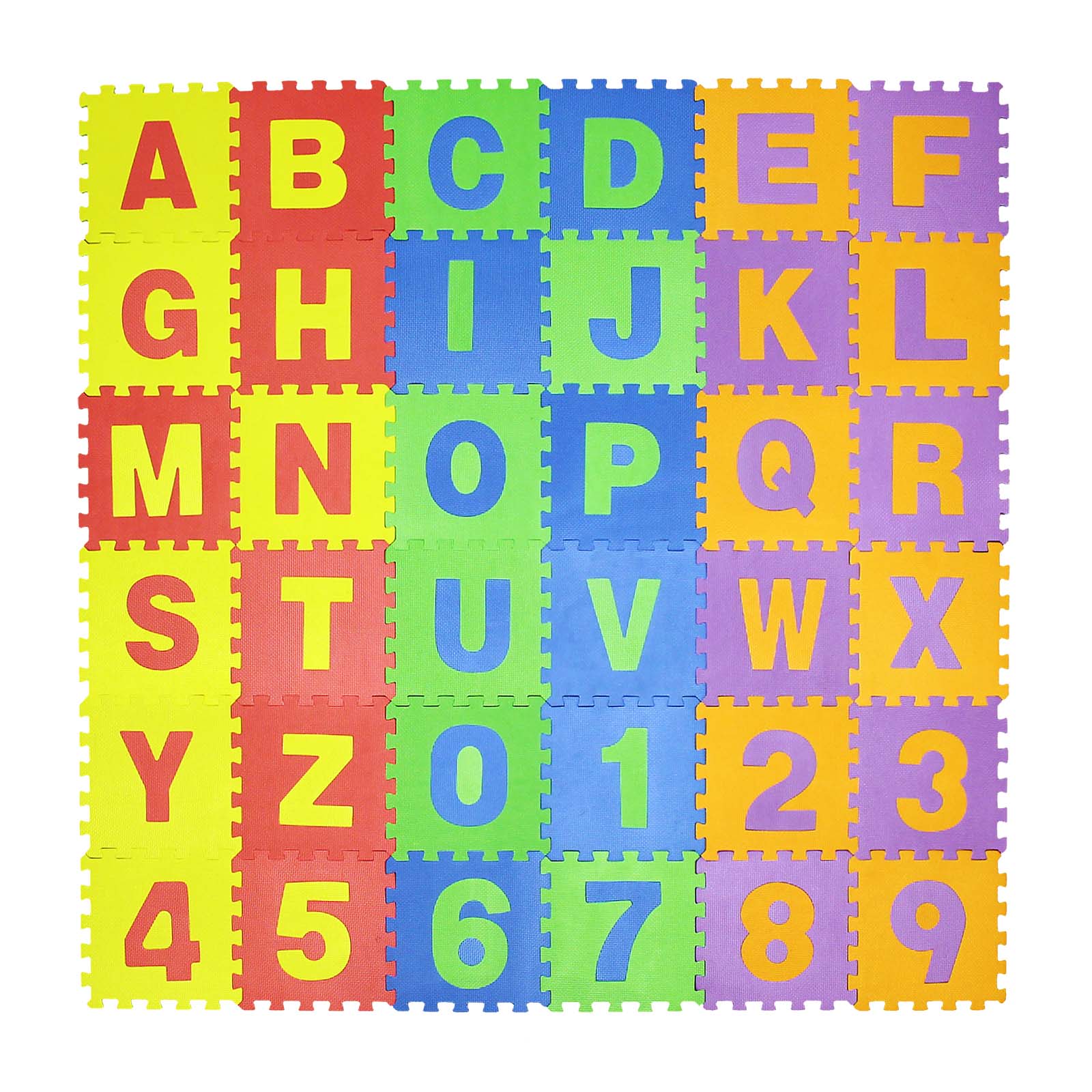 Alfombra puzzle para niños con letras y números 86 piezas 3.2m²