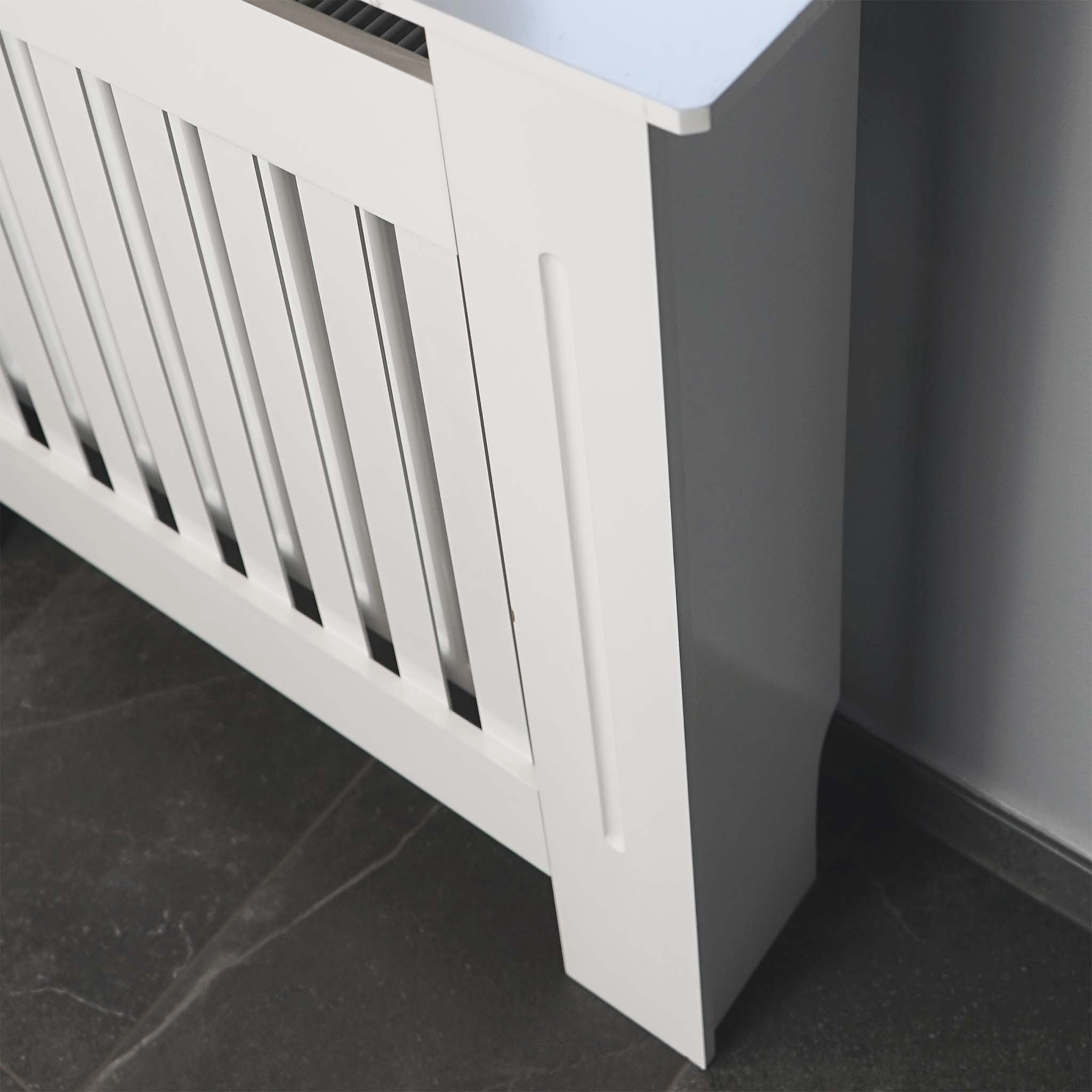 HOMCOM Cache-radiateur couverture de radiateur design contemporain lattes  verticales pour maison salon panneaux MDF 78 x 19 x 82 cm blanc