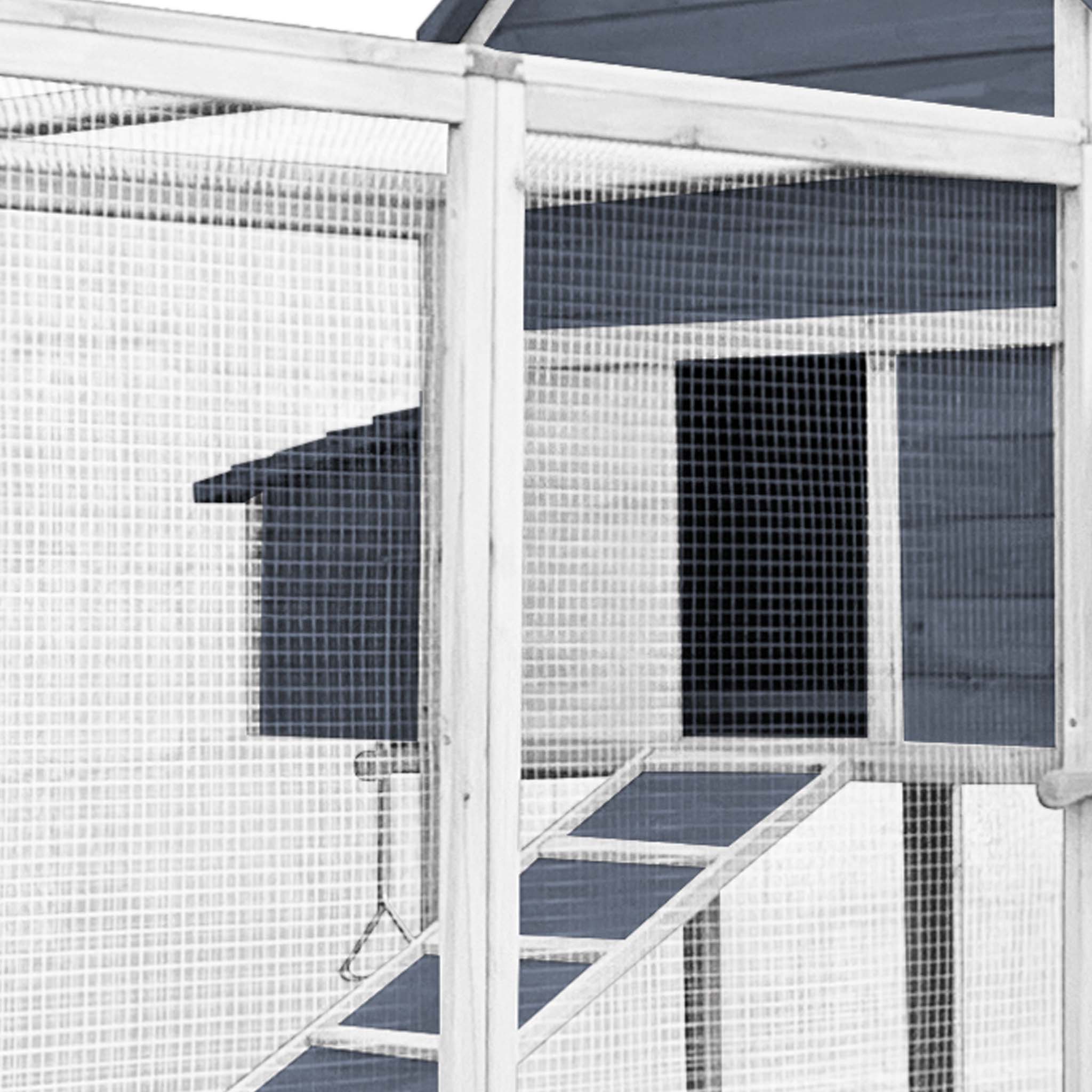 Gallinero con caja grande de anidación al aire libre de madera gallinero  jaula para aves de corral con corral (gris-48)