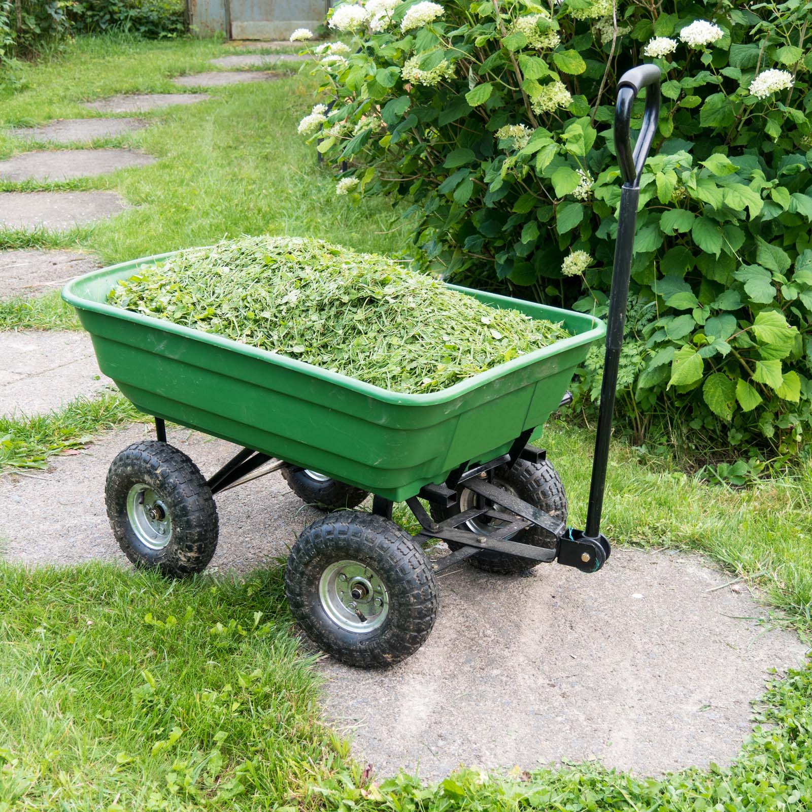 Carro para jardín con ruedas carga máx de 550 kg carretilla de jardín con  lona extraíble transporte fácil con rejilla adicional