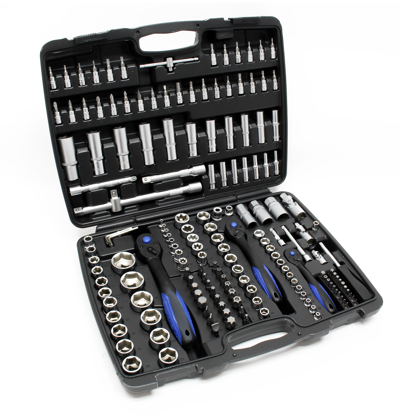 XPOtool Juego llaves de vaso y puntas 130 piezas set con carraca de 6,3 mm  (1/4) y 104 puntas