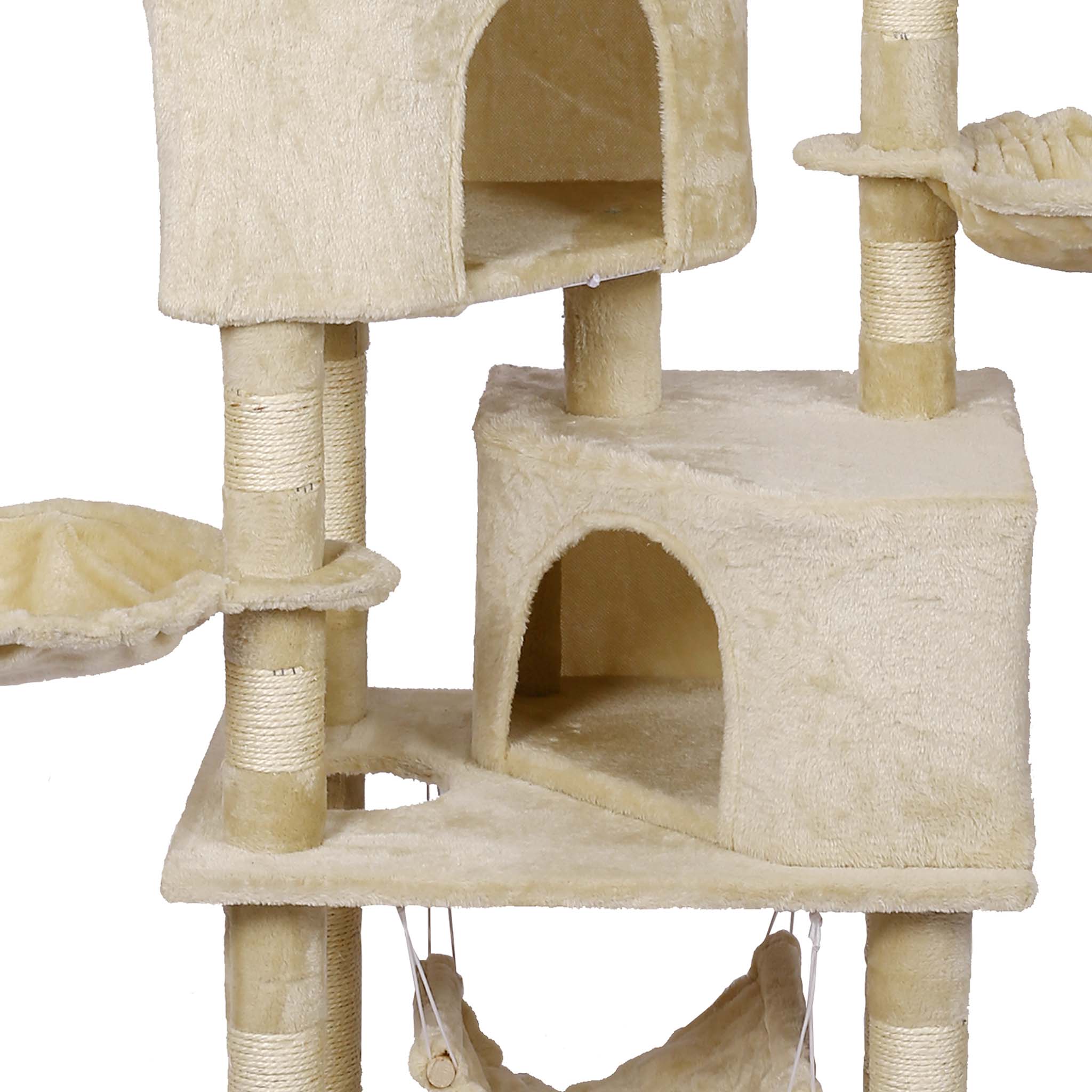 Spielbälle beige Pfotenmotiv Katzenhäusern Kratzbaum Hängematten, und Katzenkratzbaum mit mit | 145cm 63246