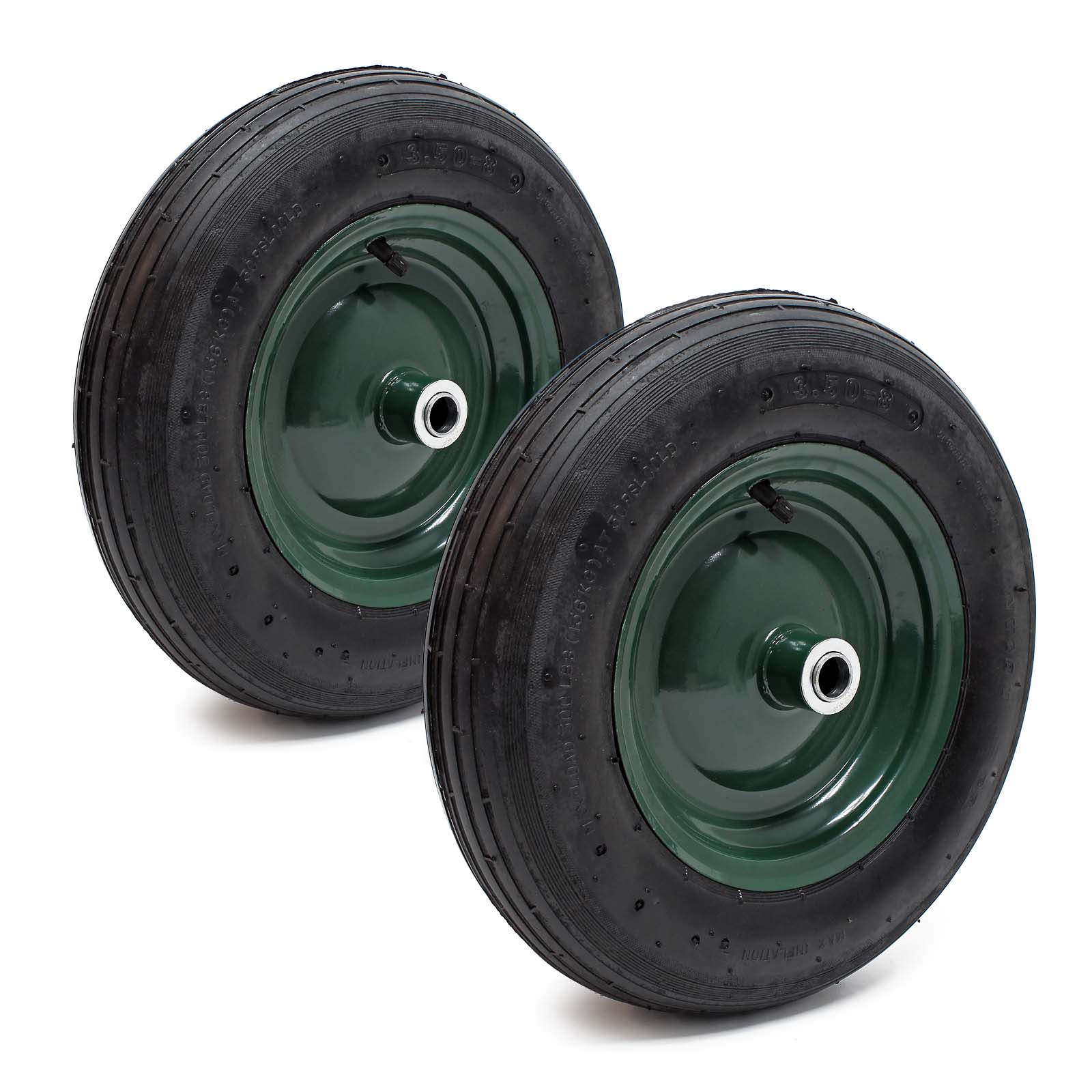 2x Wheelbarrow Wheel 3.50-8 Tyre up to 120 kg with Rim and Tube